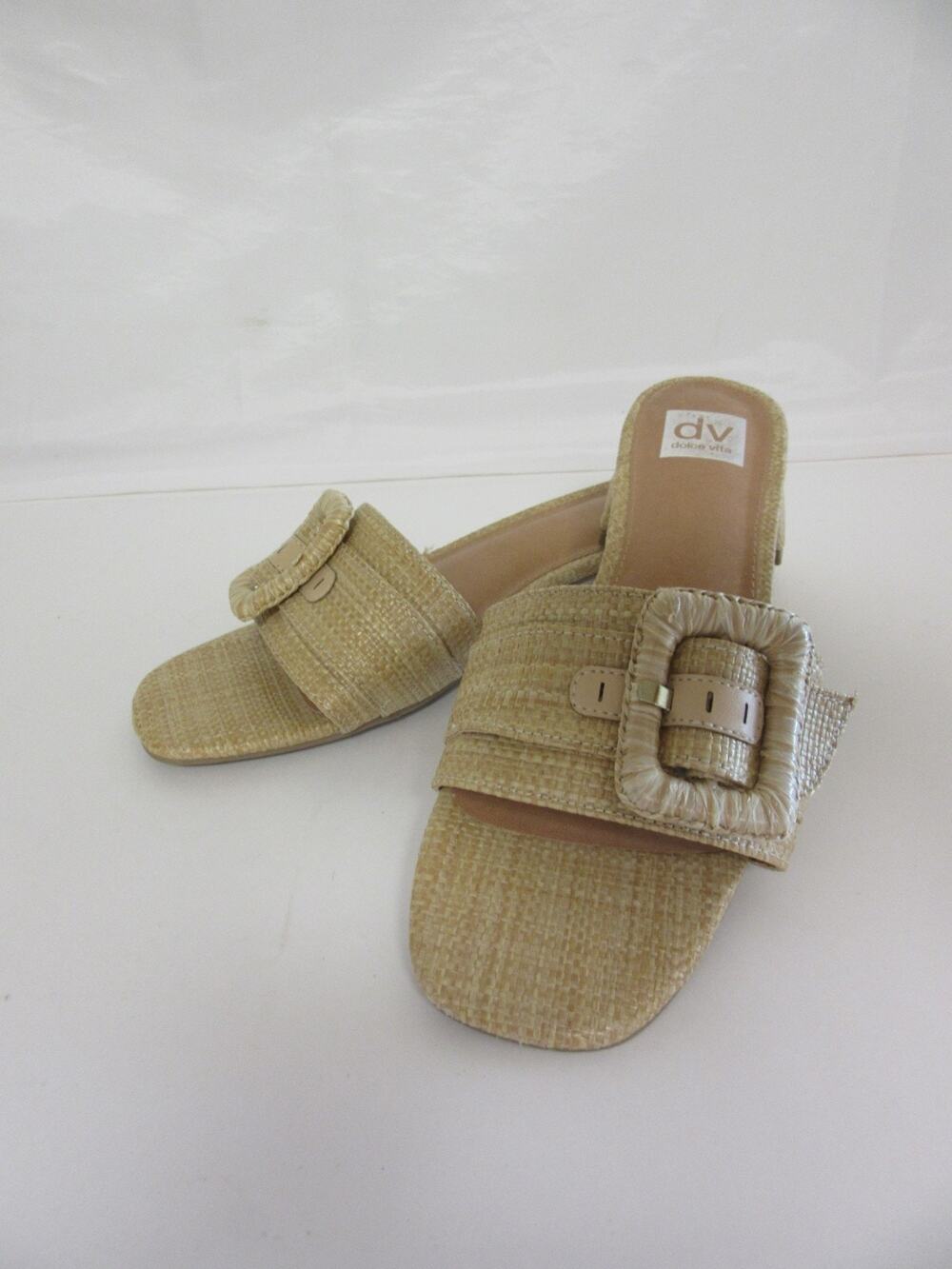 DOLCE VITA Nayte Raffia 10 Slip On Slide Comfort Casual Summer Sandals
